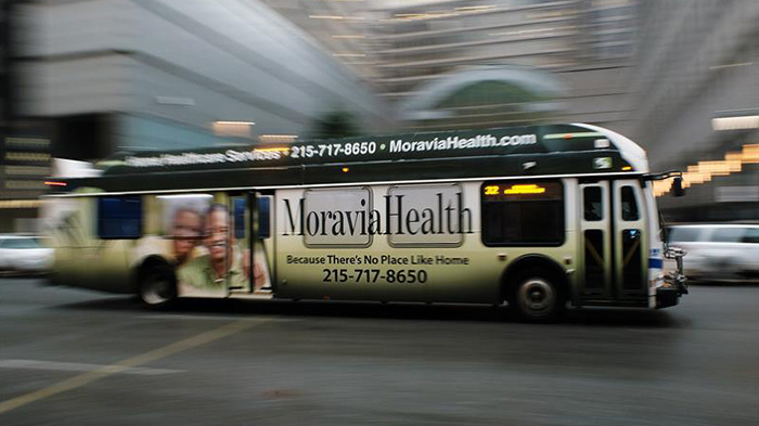 Moravia Health Home Healthcare agency bus advertisement